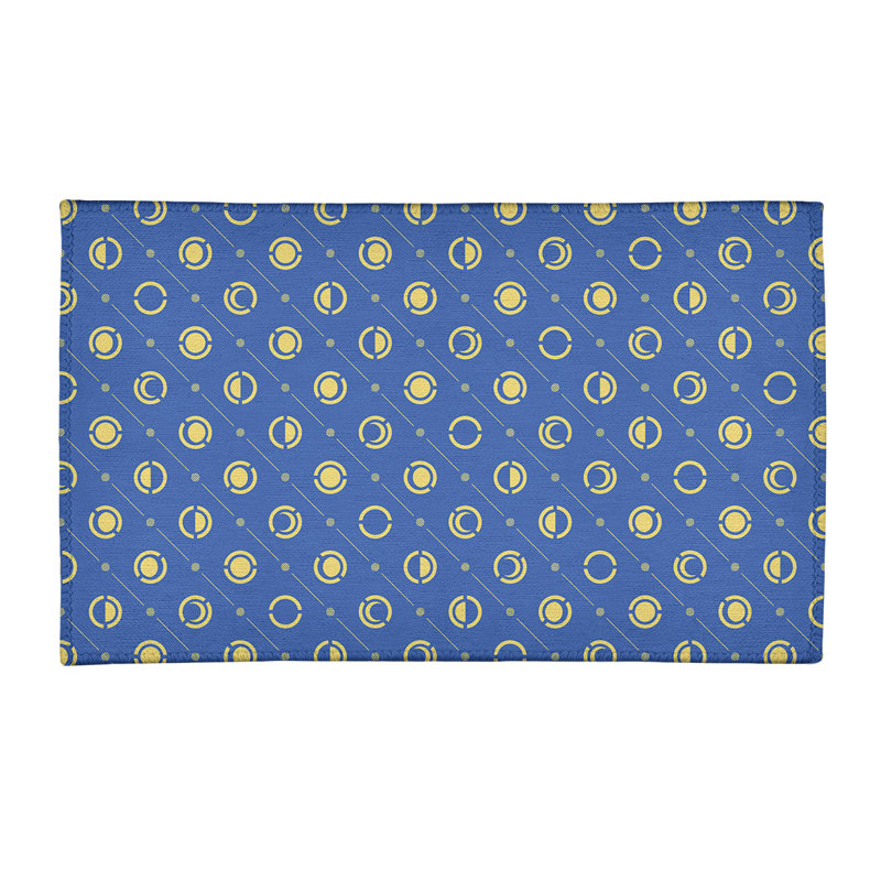 Tapis bleu/jaune lune phases, Rectangle 5 pi x 7 pi