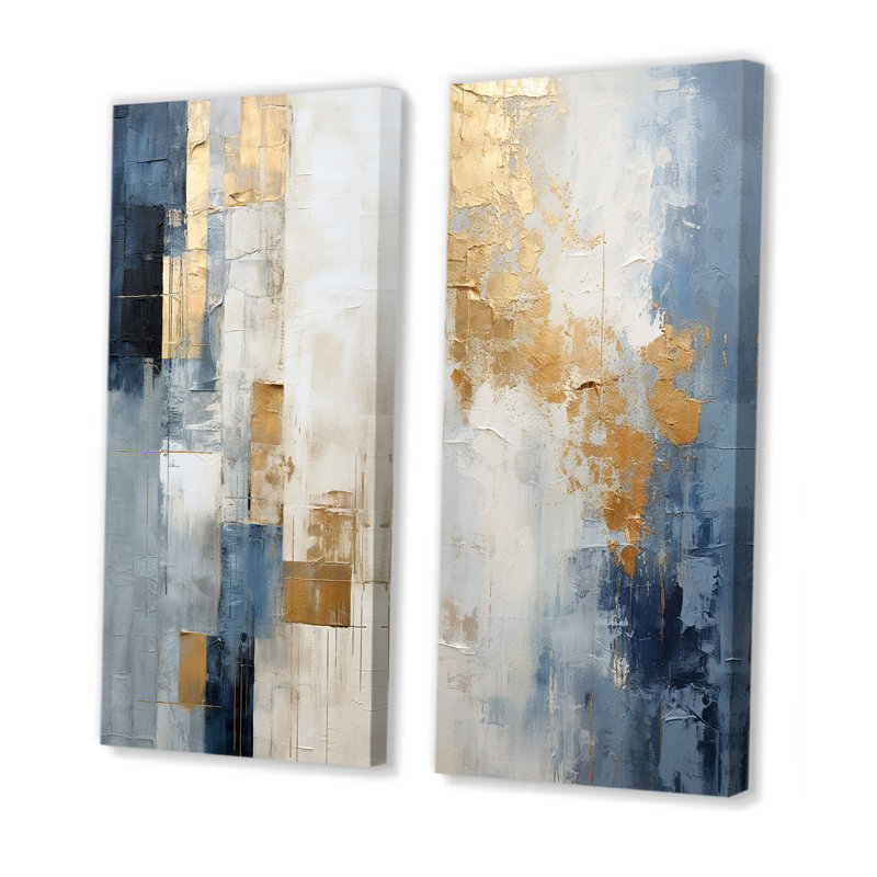 Danita - Ensemble de 2 reproductions d'art sur toile abstraites, H 40 po x l 41 po, Toile tendue