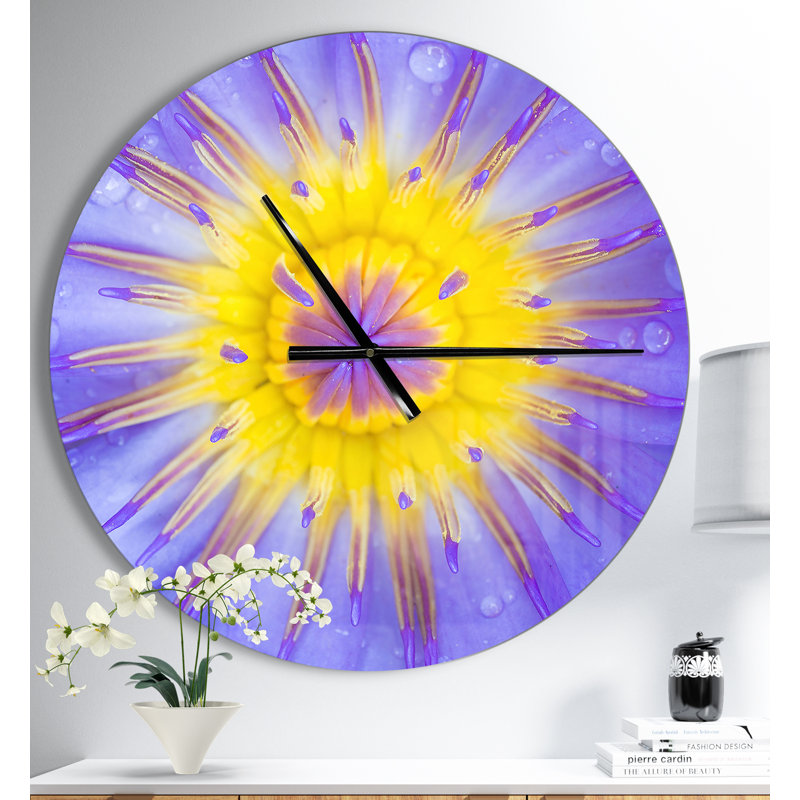 Blooming Violet Lotus Close up - Modern wall clock, Medium