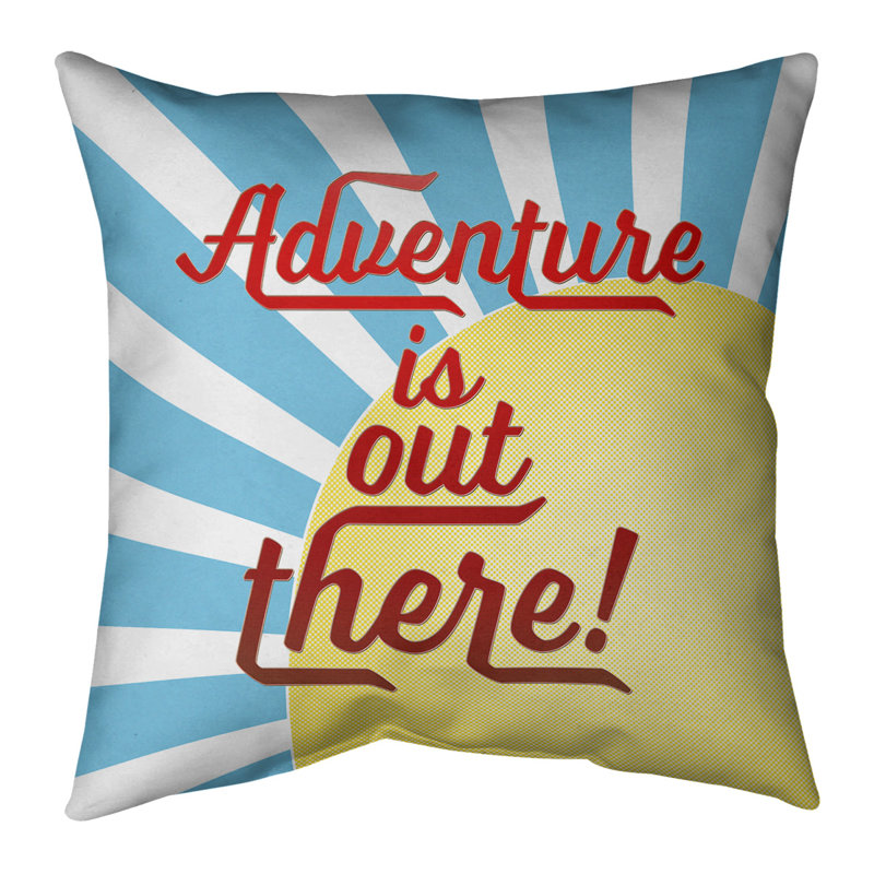 Coussin décoratif intérieur/extérieur fun adventure, Bleu et jaune, 20 po x 20 po