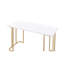 Bureau rectangulaire blanc et or, base carrée ouverte en métal, plateau en bois composite, 24 po x 48 po 31 po et bureau doré, base avec tube, bois, profondeur l 31 po