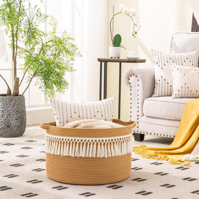Large Blanket Basket with Handles, Storage Basket for Living Room