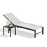 Patio Metal Stackable Reclining Chaise Lounge With Aluminum Side Table
