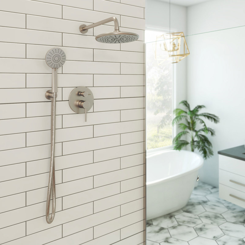 Ensemble de robinet de douche avec douche à main Aquata Rain Fall (valve incluse), Nickel brossé
