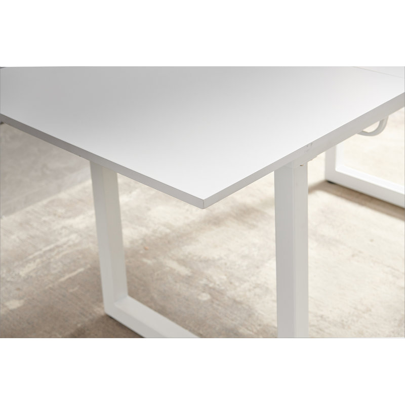Table de salle à manger extensible de couleur blanche avec pieds en métal et table de cuisine moderne