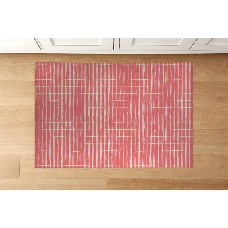 Tapis de cuisine à profil bas Snow Fence, Rectangle 2' x 3', Dusty Rose Geometric