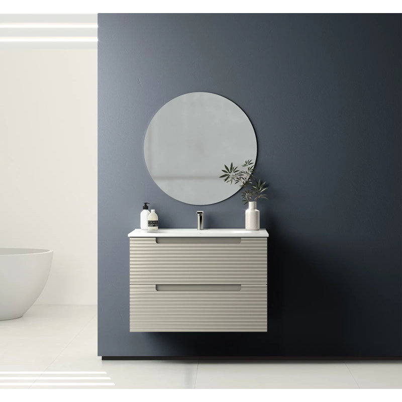 Meuble-lavabo simple mural 24 po avec comptoir en céramique Moncler, Beige