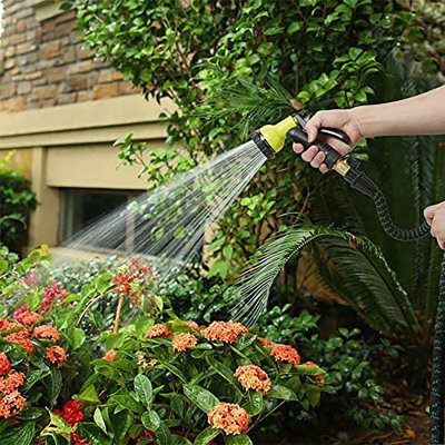 Tuyau de jardin extensible - Tuyau flexible à l'épreuve des fuites robuste et résistant à l'eau - 10 buses et sac de pulvérisation d'eau à haute pression et support en plastique.