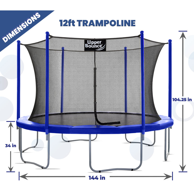 12 ft Blue Round Trampoline with Safety Enclosure