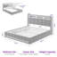Base de lit rembourrée avec rangement à DEL avec lumières DEL et station de charge, lit plateforme, aucun sommier nécessaire-371199758-372186477