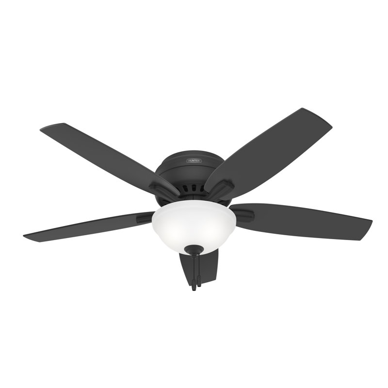 Hunter 52 inch Newsome Low Profile Ceiling Fan with LED Light Kit and Pull Chain, Matte Black
