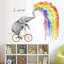 Décalcomanie murale éléphant et arc-en-ciel
