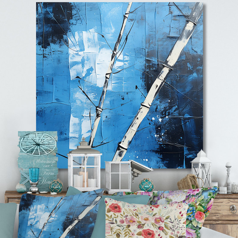 Serenity In Wild Blue Bamboo V sur impression sur toile, H 30 po x l 30 po x P 1 po, Toile tendue