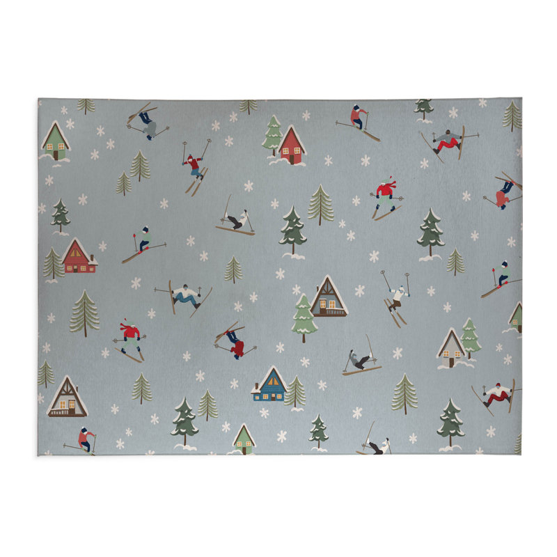 Downhill Low Profile Kitchen Mat, Blue, Rectangle 2' x 3'