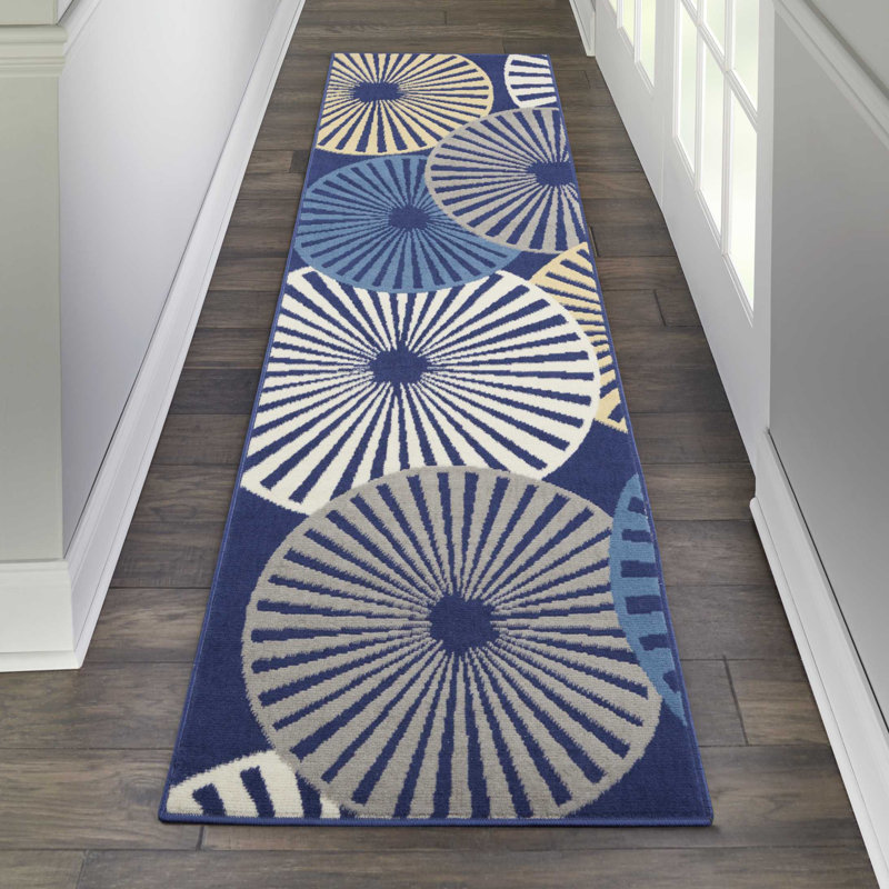 Tapis bleu marine Lindall, Tapis de couloir 2 pi 3 po x 7 pi 6 po