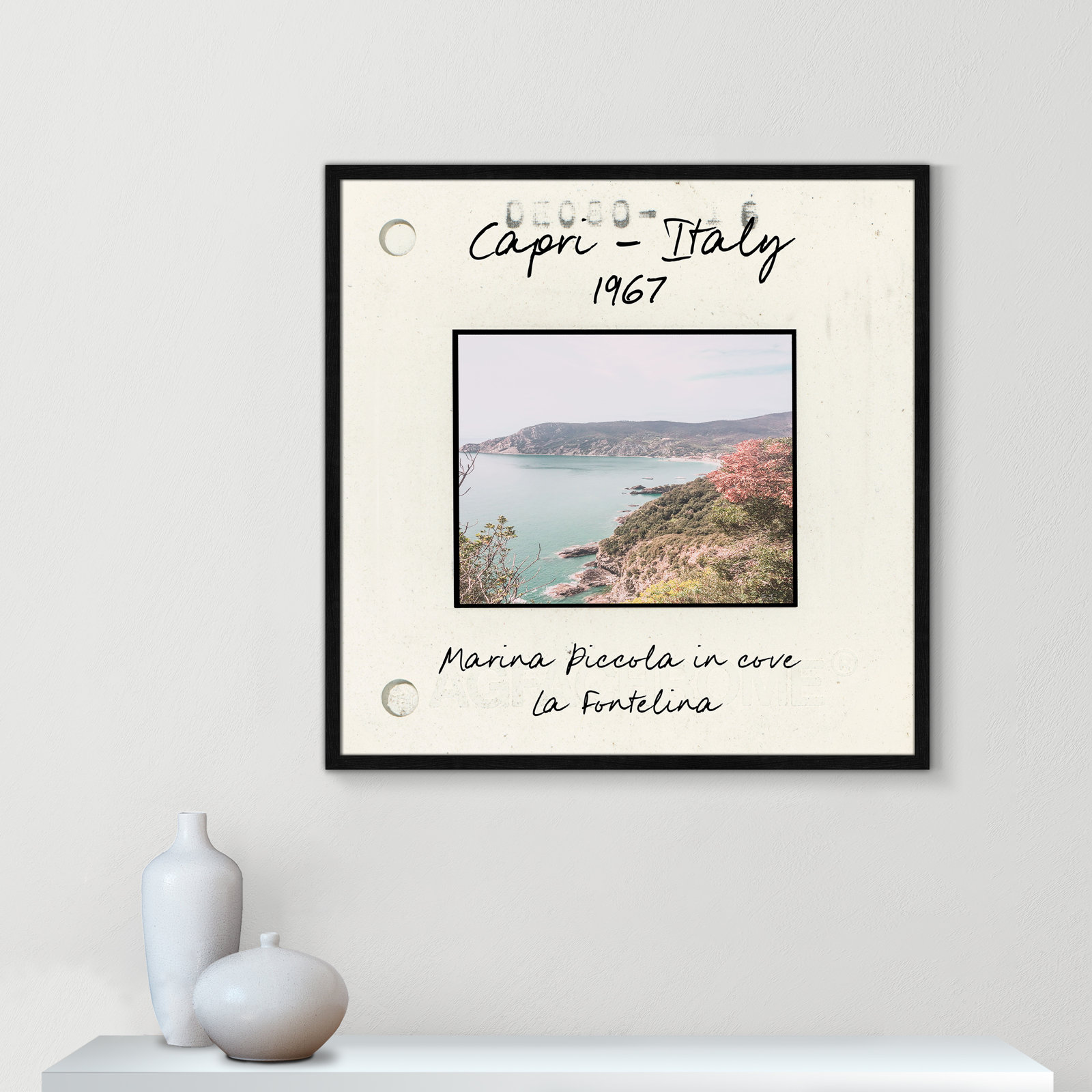 Ritona "Capri, Italy - Marina Piccola" Print, Black Single Picture Framed Paper, 32" H x 32" W x 0.75" D