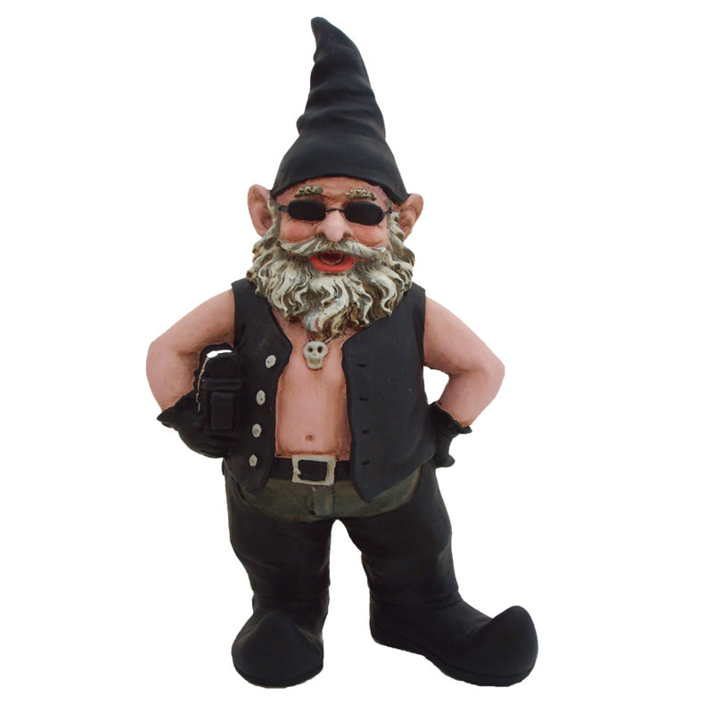 Statue de jardin motard de motards gnomes né-à-tour