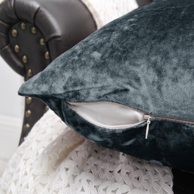 Crushed Velvet Throw Pillow Covers, Gun Metal