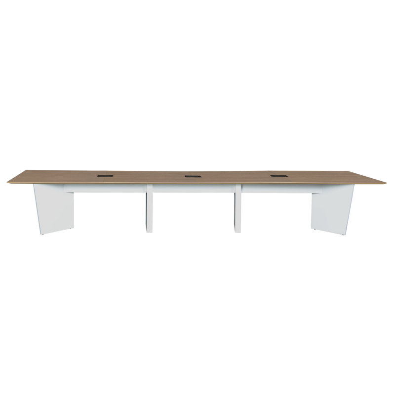 Table de conférence 192 "avec œillets électriques Elleny - chêne noble / blanc Elleny, Beige / Blanc