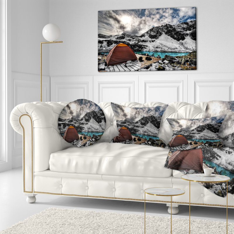 Coussin décoratif à imprimé paysage de camping