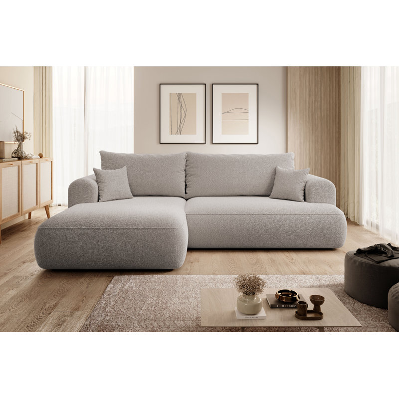 Aian 3 Seater Sofa & Chaise, Dark Beige, Left Hand Facing