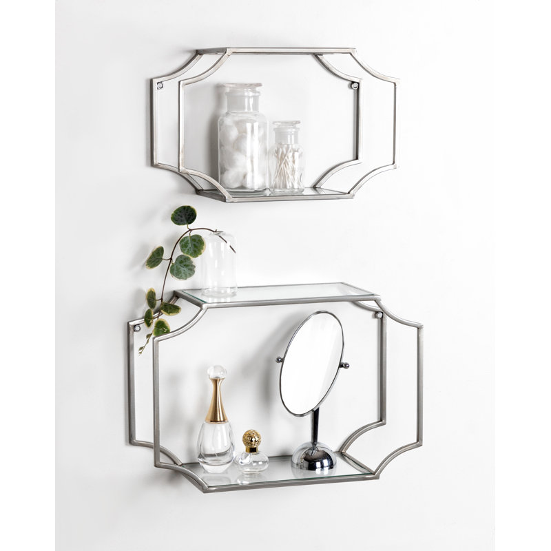 Brionna 2-Piece Accent Shelf, Silver, 12" H x 18" W x 6" D
