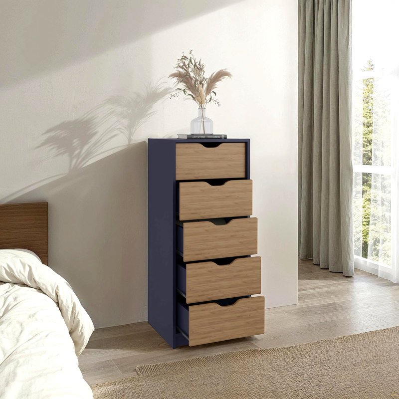 Commode haute 5 tiroirs Basilea, système coulissant
