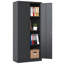 Armoire de rangement en métal 71 po H, armoire verrouillable en acier noir avec portes et 3 tablettes, armoires hautes-1930418371