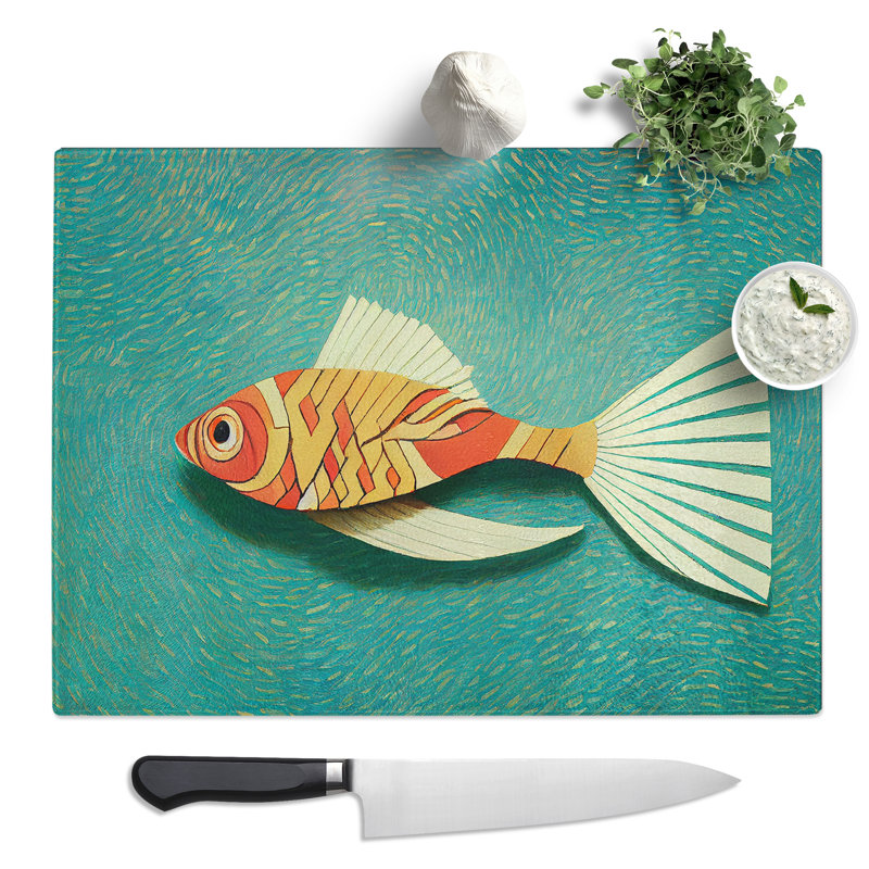 Quirky Fish  Glass Chopping Board