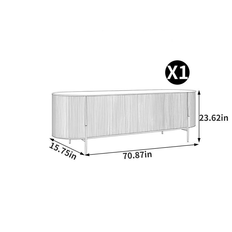 Meuble télé luxueux de style italien, 70.87", Noir / blanc
