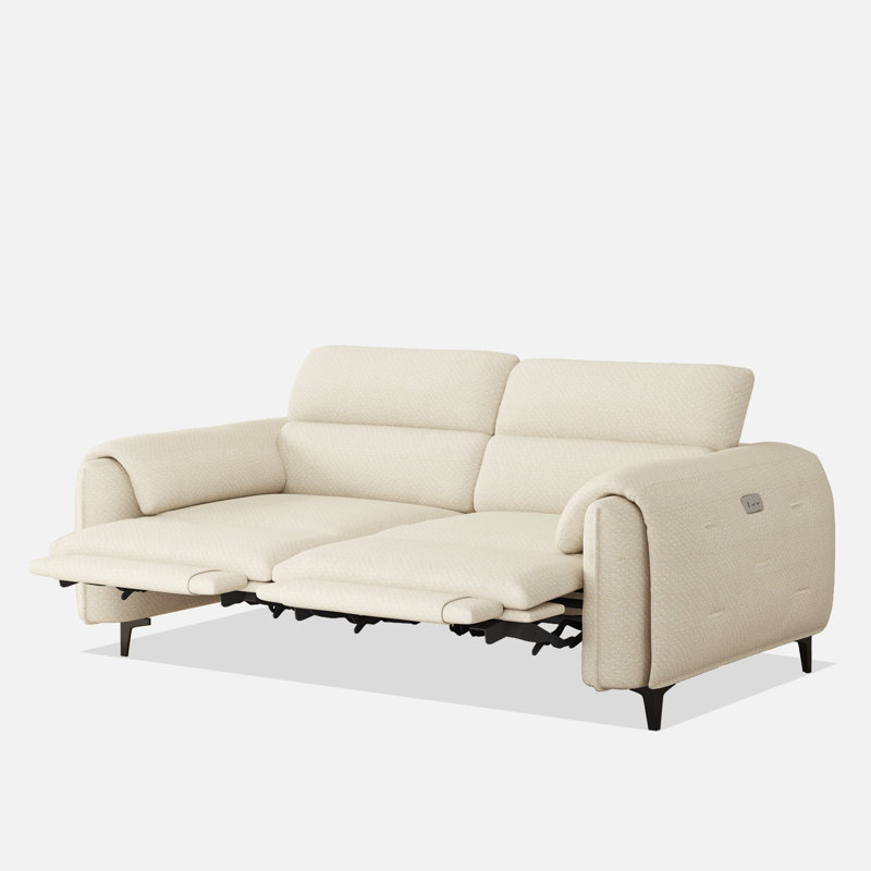 Attalia 74.8-Inch 3D Velvet Fabric Pillow Arm Dual Motor Reclining Sofa with Adjustable Headrest and USB Port