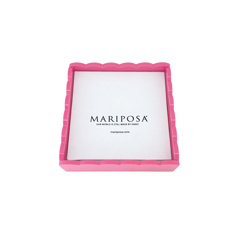 Orange Scallop Napkin Box with Insert, Pink