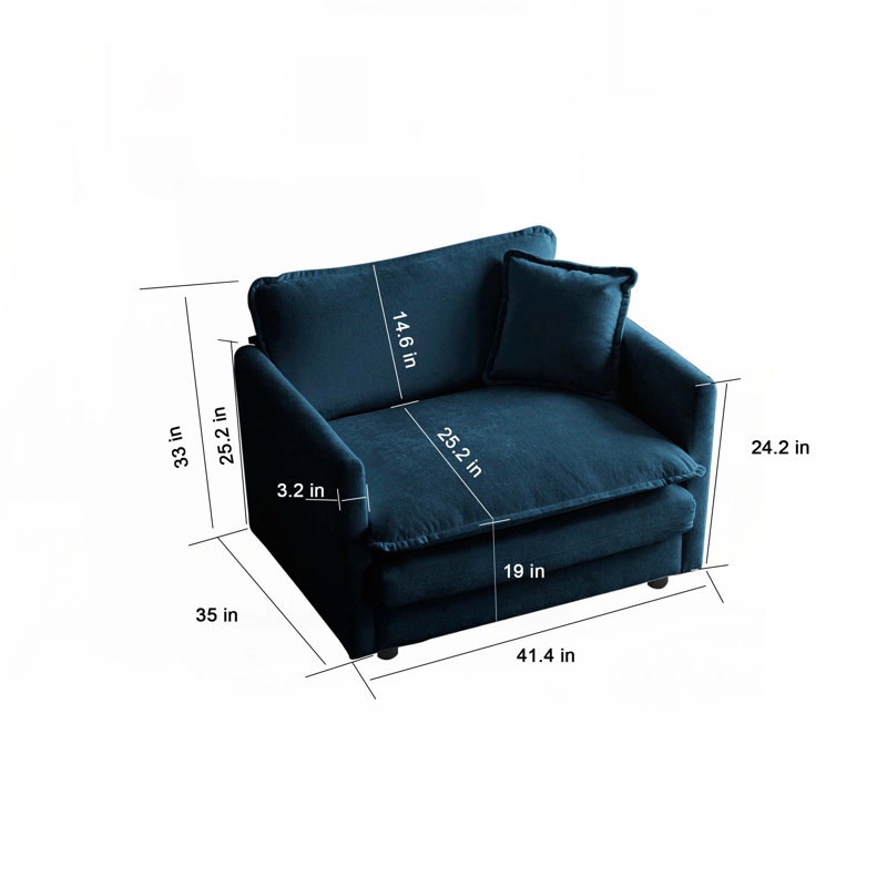 Ensemble de fauteuils rembourrés en chenille avec coussin décoratif