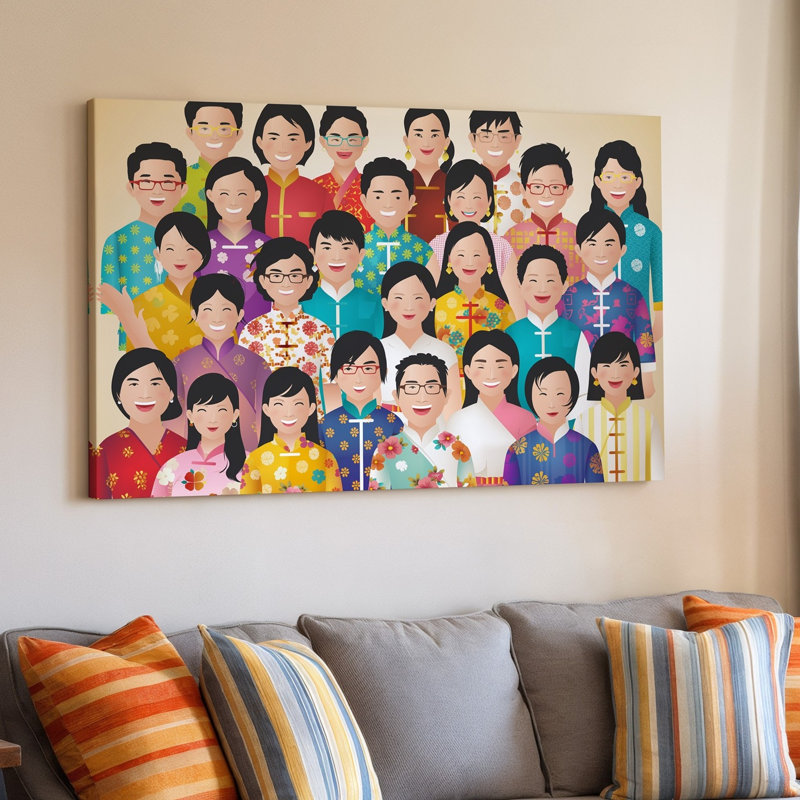 Reproduction d'art sur toile, "Vibrant and Colorful Illustration Doting", H 9 po x l 12 po