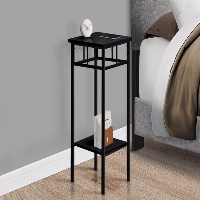 Table d'appoint, côté, bout, support à plante, carré, stratifié, contemporain, moderne, Noir