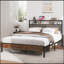 Structure de grand lit avec tête de lit en bois, revêtement doux, chargement USB, pas de bruit, assemblage facile et grand rangement sous le lit-2123175160
