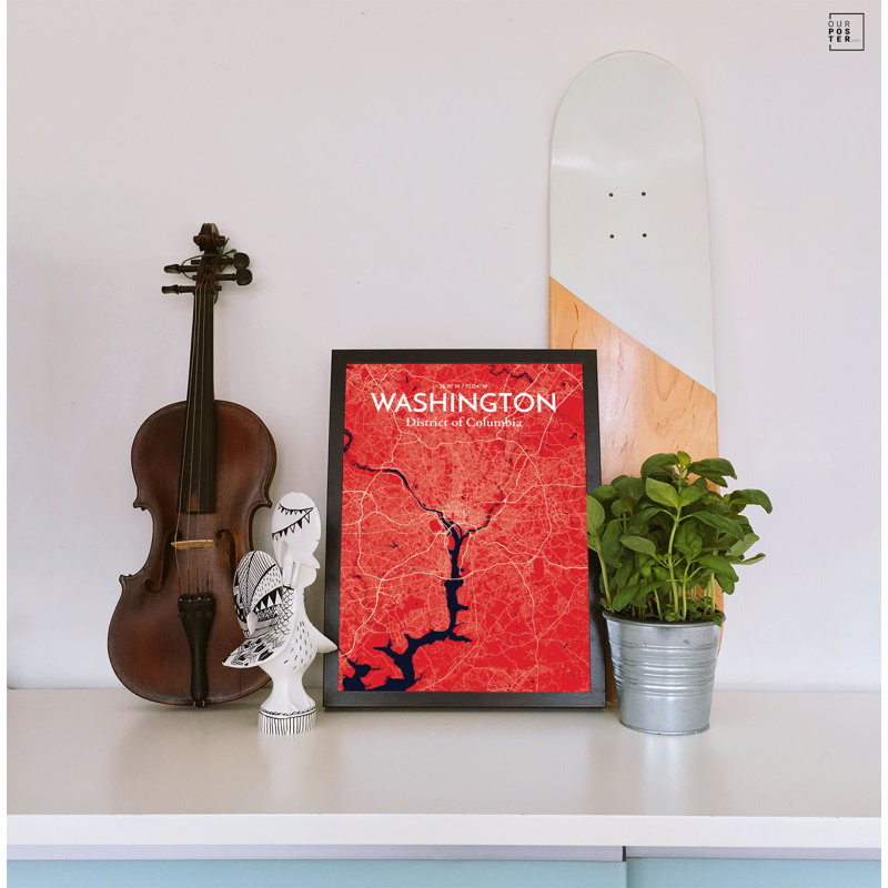 « washington dc city map », reproduction d’impression sur affiche nautique, H 17 po x l 11 po