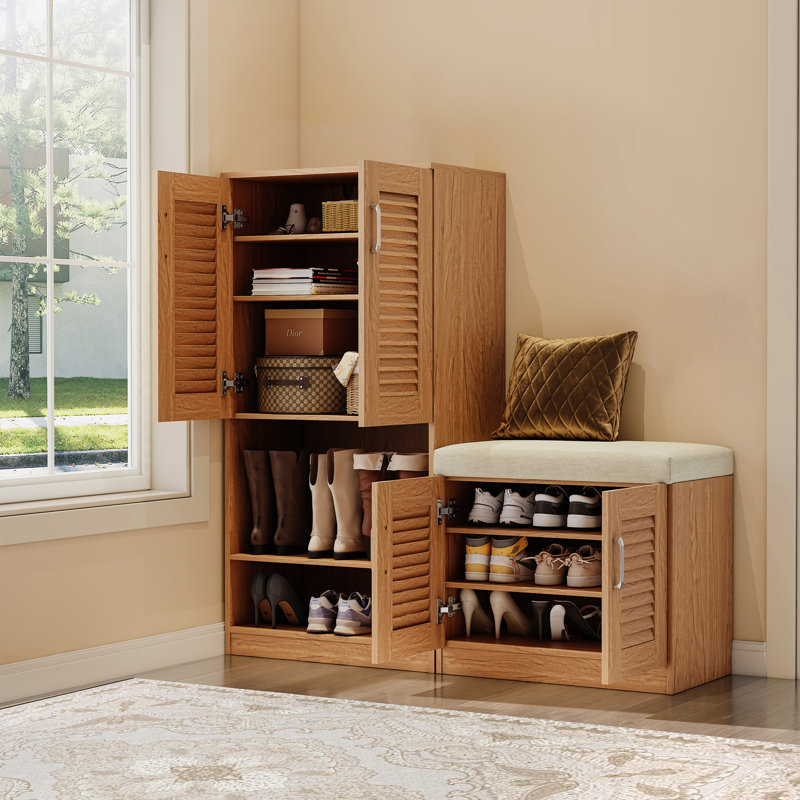 Multi Functional Shoe Storage Cabinet With Bench, Brown