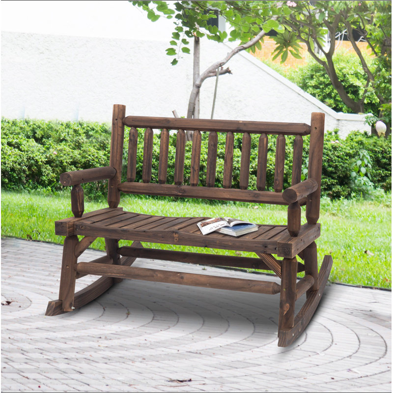 Chaise berçante en bois pour 2 personnes Outsunny, Coloré