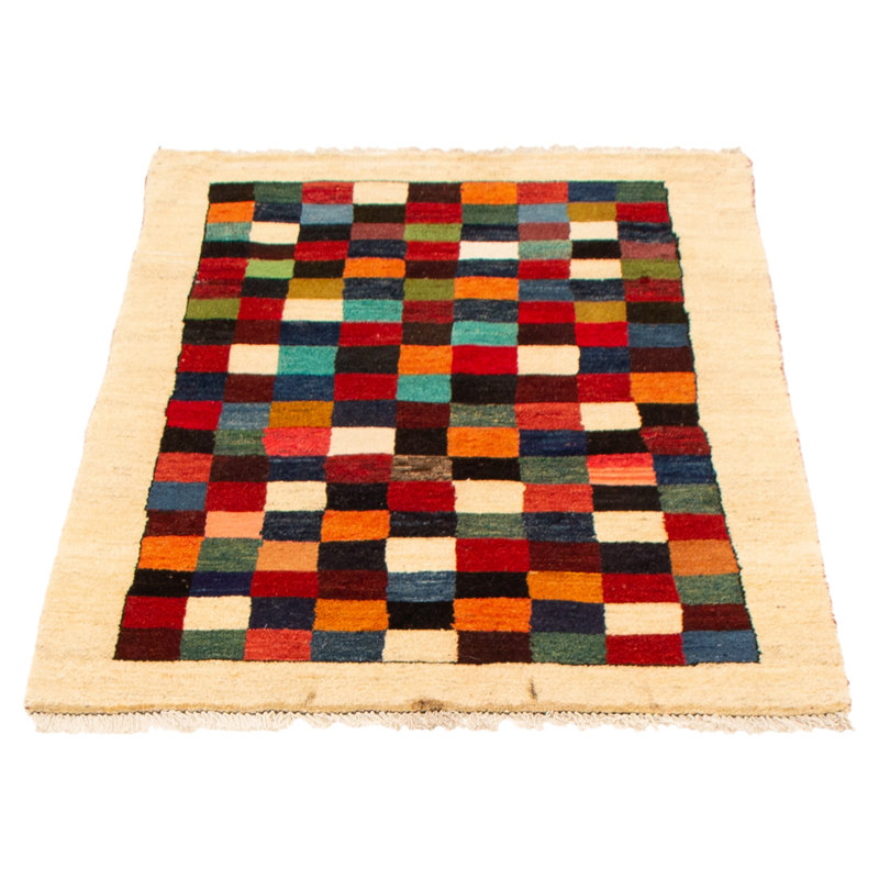 Tapis crème Kashkuli Gabbeh 3 pi 3 po x 4 pi 8 po