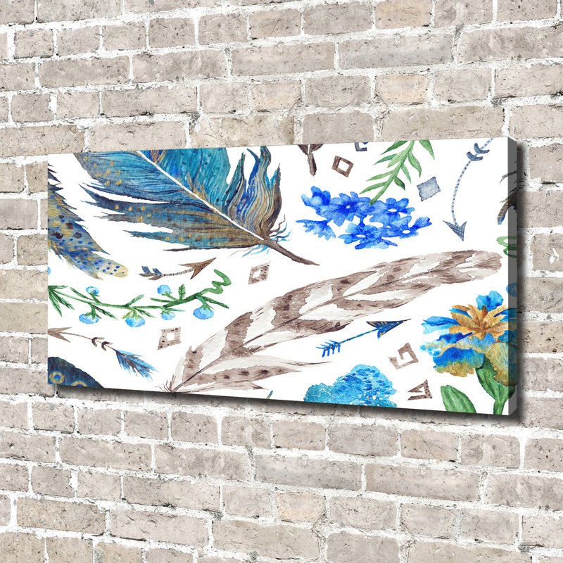Feathers And Flowers - Wrapped Canvas Print
