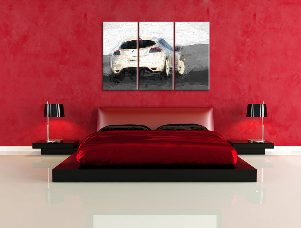 3-tlg. Leinwandbilder-Set Weißer Renault Megane, Kunstdruck