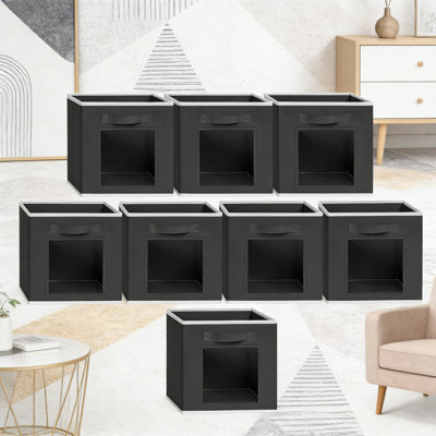 Foldable Fabric Storage Cubes With Clear View Window And Handles - Organizer Bins With Reinforced Structure For Home, Closet, And Office Organization
