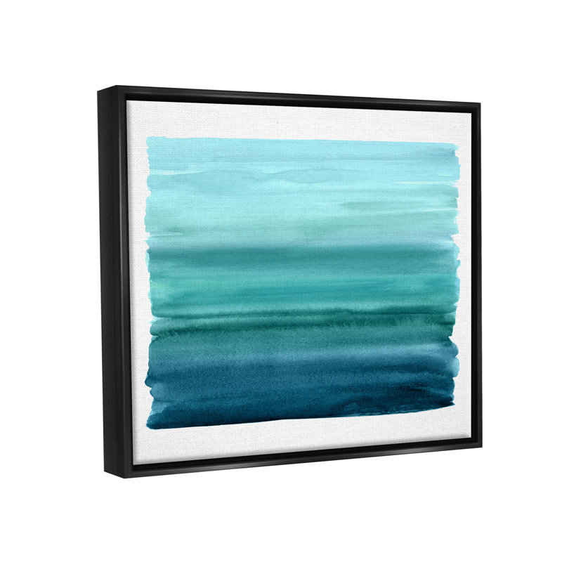 «Turquoise Gradient Shape», estampe numérique par Allie Corbin, H 17 po x l 21 po x P 1,7 po, Cadre flottant noir de jais
