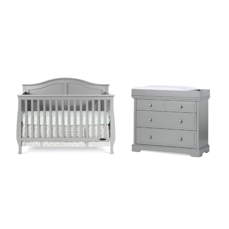 Camden Cool Gray Convertible 4-in-1 Crib with Steel Support