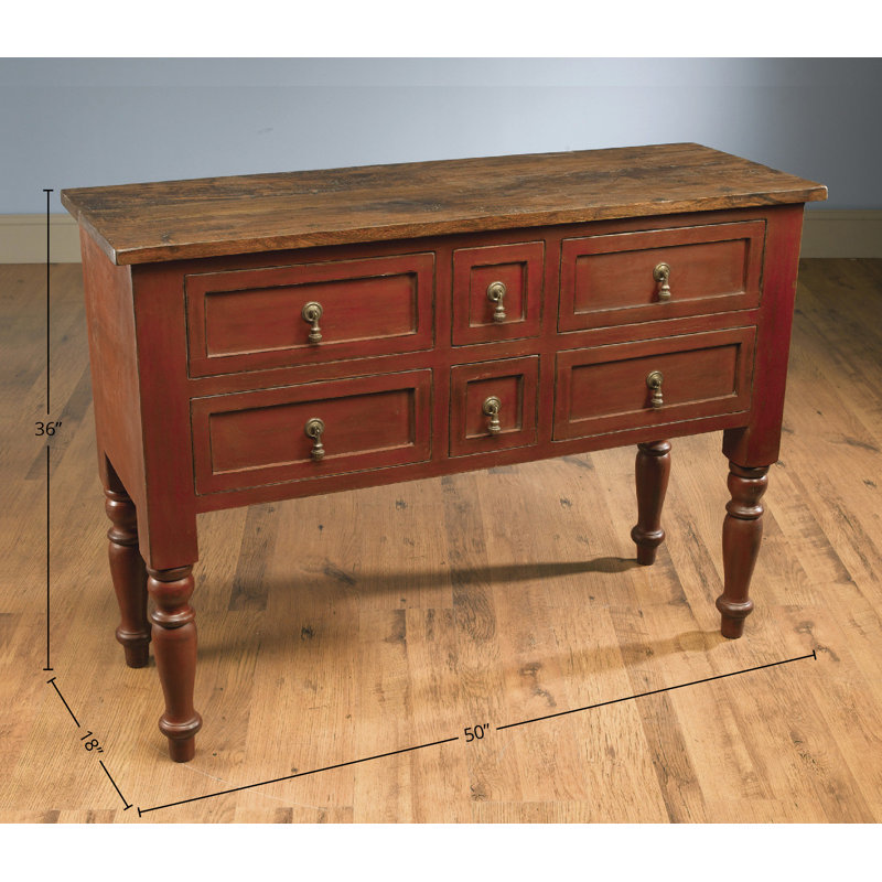 Dierking 50" 6-Drawer Buffet Table, Red