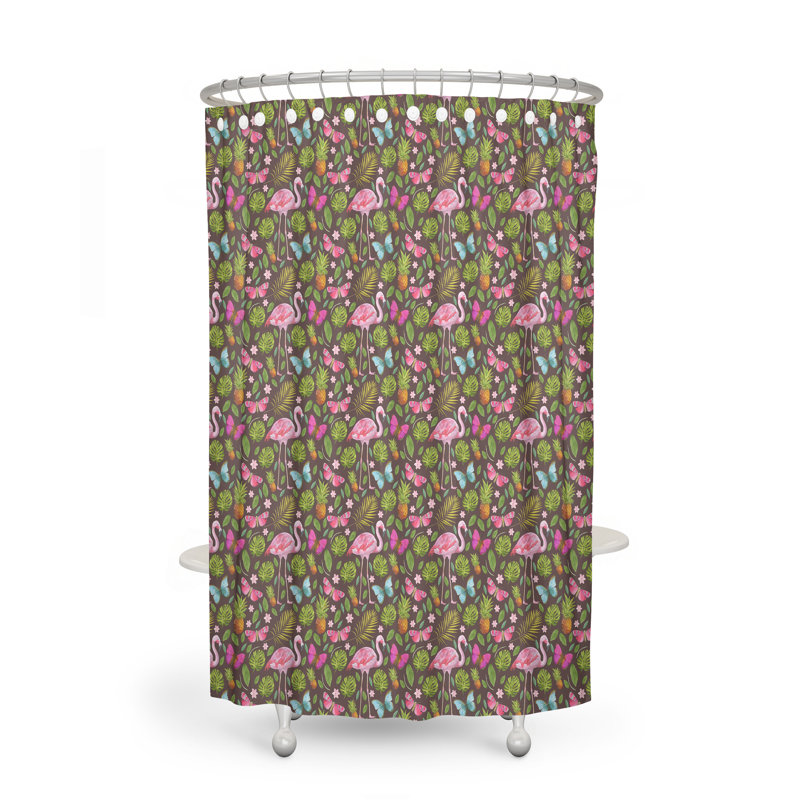 Rideau de douche simple à motif floral + crochets, H 83 po x l 70 po