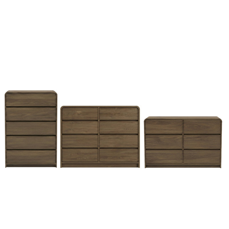 Rishel Modern 3 Pieces Bedroom Set, 3 Pcs: Chest, Dresser 6, Dresser 8