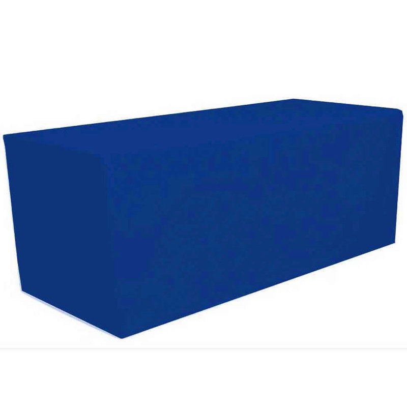 4Ft, 6Ft, 8Ft Fitted Tablecloth Polyester Rectangular Table Cover For Dining Wedding Banquet Party, Blue, 96" x 30"