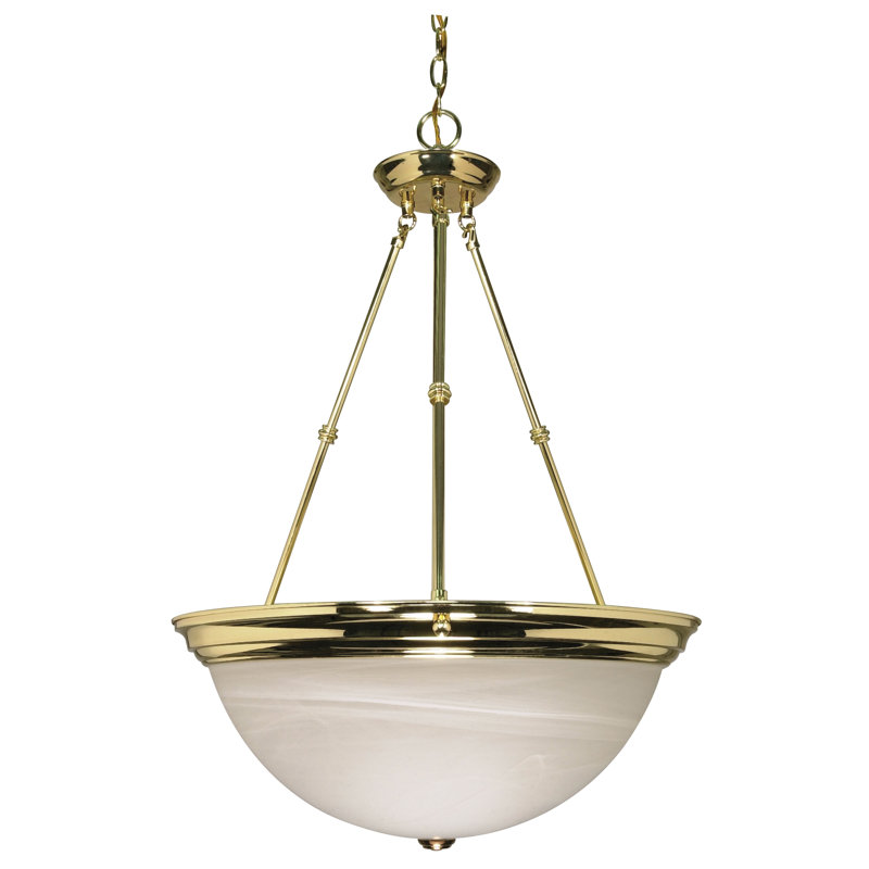 Caffey 3 - Light Unique/Statement Pendant, 27.75" H x 20" W, Polished Brass / White, No / 60